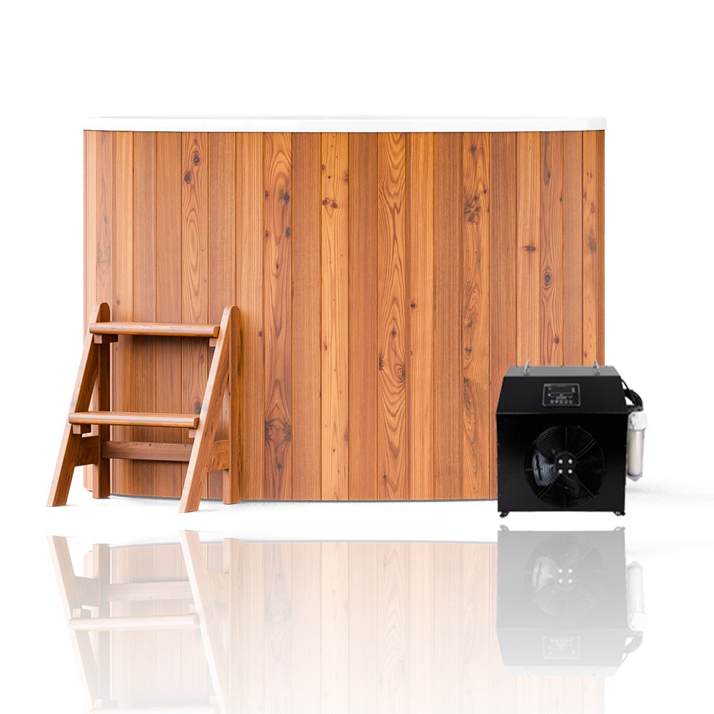 Outdoor cold plunge tub with app-controlled chiller