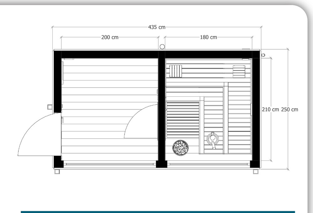 SAGA floor plan with dimensions in centimetres